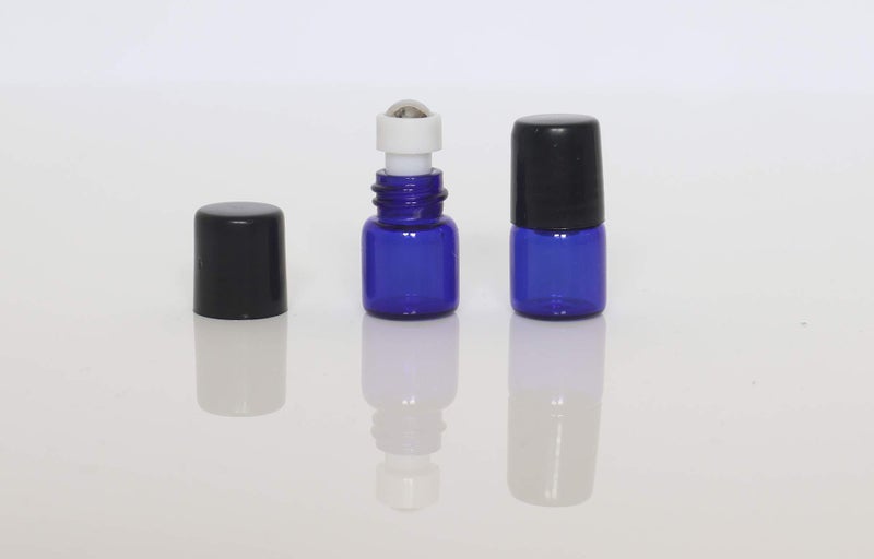 ZbFwmx 20 Pack Set 1ML Mini Sample Roll Glass Bottles for Essential Oils Roller Refillable Perfume Roll Bottle (1ML Blue) - Image 2